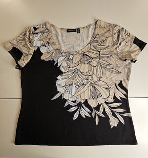 Vintage Y2K Notations Womens XL Floral Rhinestone Embellished Stretch Top USA